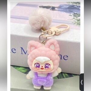 Cute Plush Cat Keychain with Pom Pom